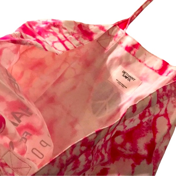 Bethany Mota for Aeropostale Tie Dye Tote Bag Pink & White Peace/Heart - Picture 4 of 4